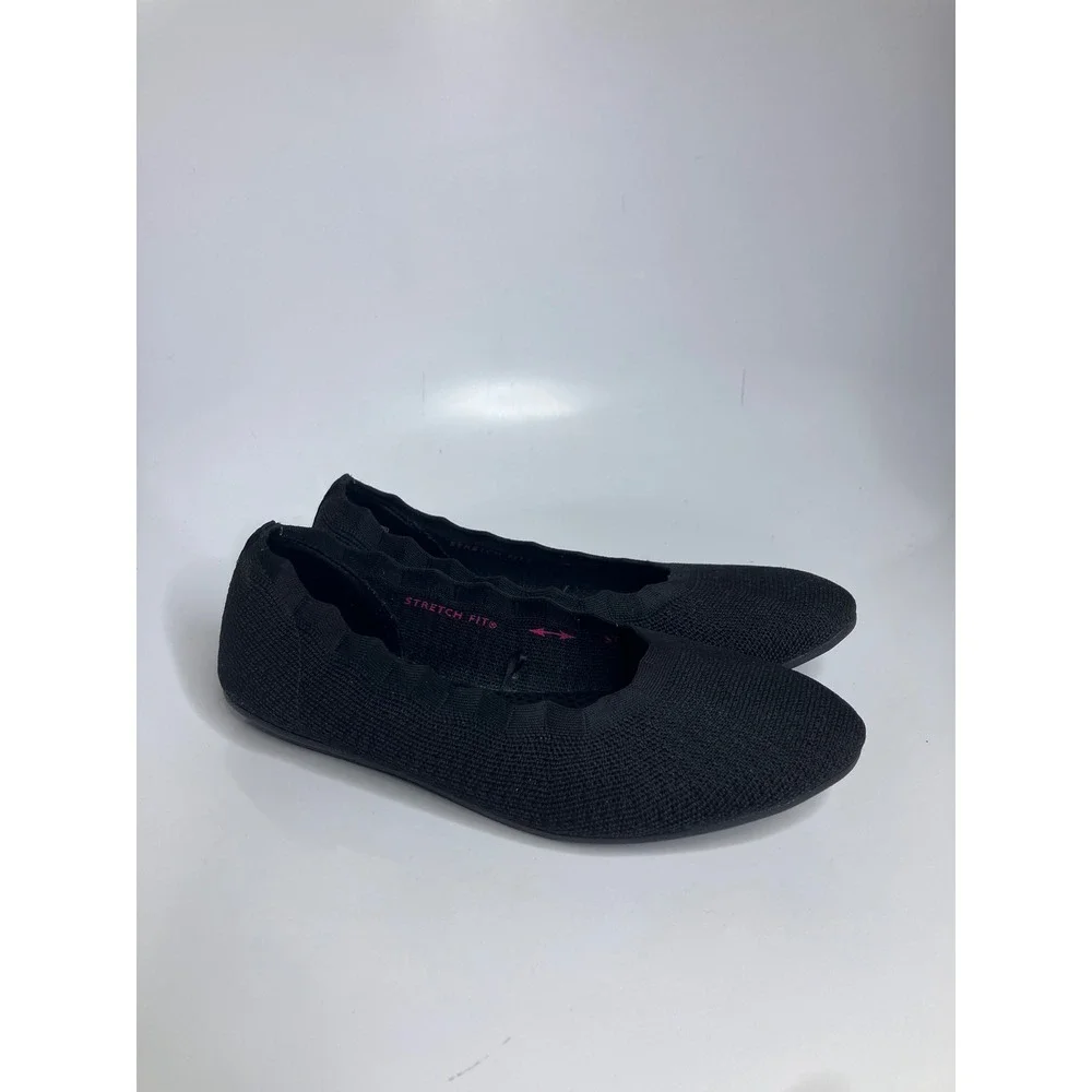 Skechers Cleo 2.0 Love Spell Flats Womens 9 Black Excellent Stretch Fit Knit